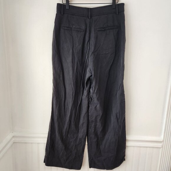 Everlane The Way High Drape Black Grey Wide Leg Trousers Pants Women's 8S - Picture 3 of 7